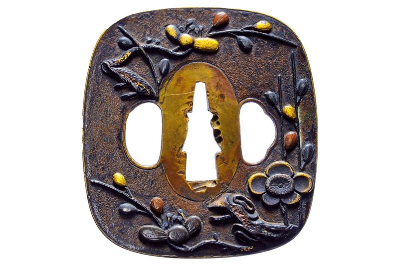 Bella tsuba della scuola Shonai Shoami