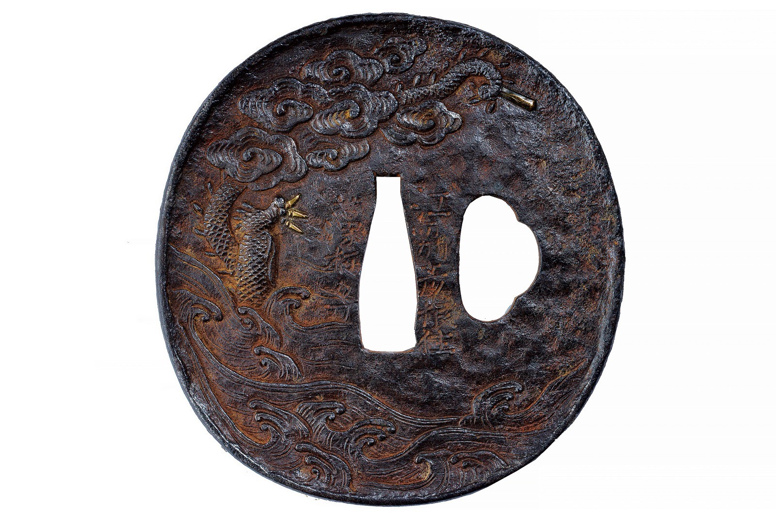 Interessante tsuba firmata Nyudo Soten Sei - Koshu Hikone ju Soheishi