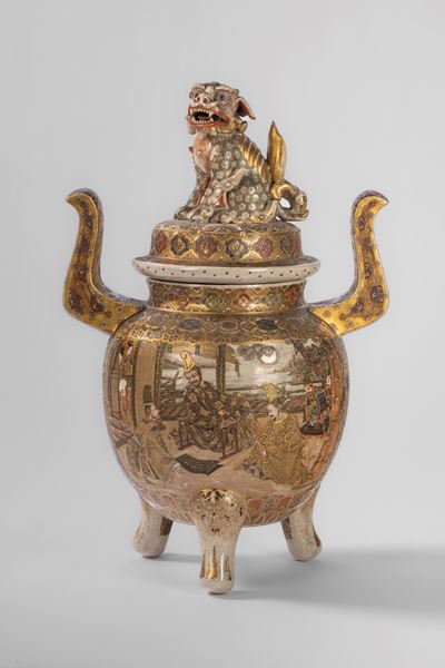Giappone, Grande incensiere in ceramica Satsuma, epoca Meiji