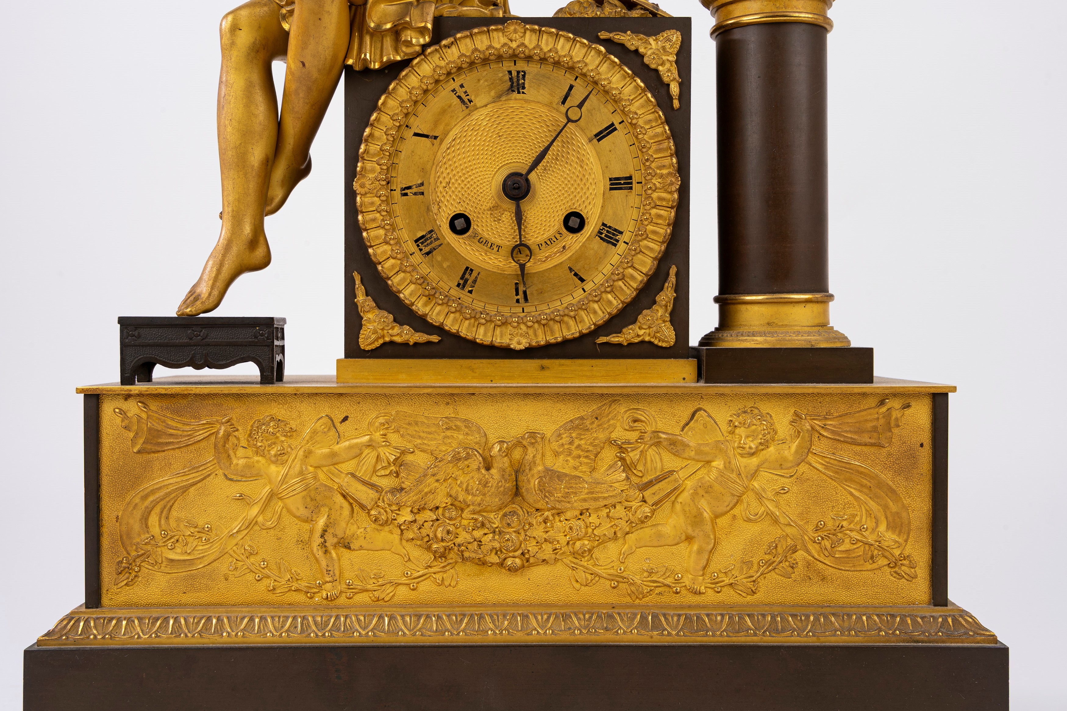 Pendola in bronzo dorato con allegoria della Fonte della Vita, Francia secolo XIX