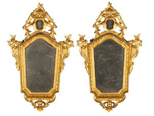 Coppia di specchierine a ventola, secolo XIX