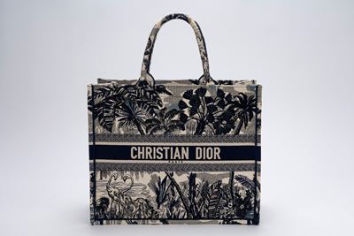 Borsa “Book Tote” in tessuto jacquard bianco e blu