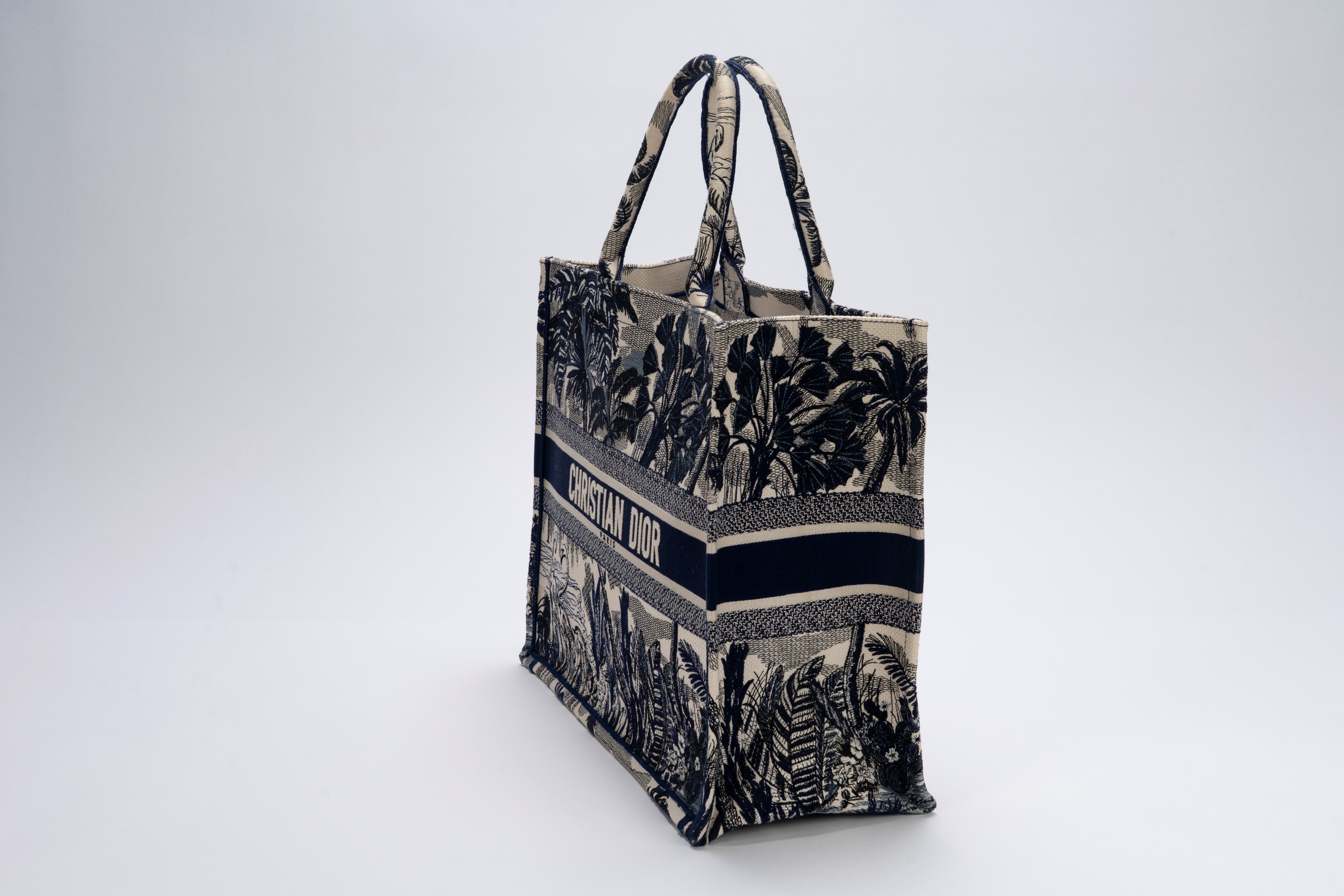 Christian Dior - Borsa “Book Tote” in tessuto jacquard bianco e blu