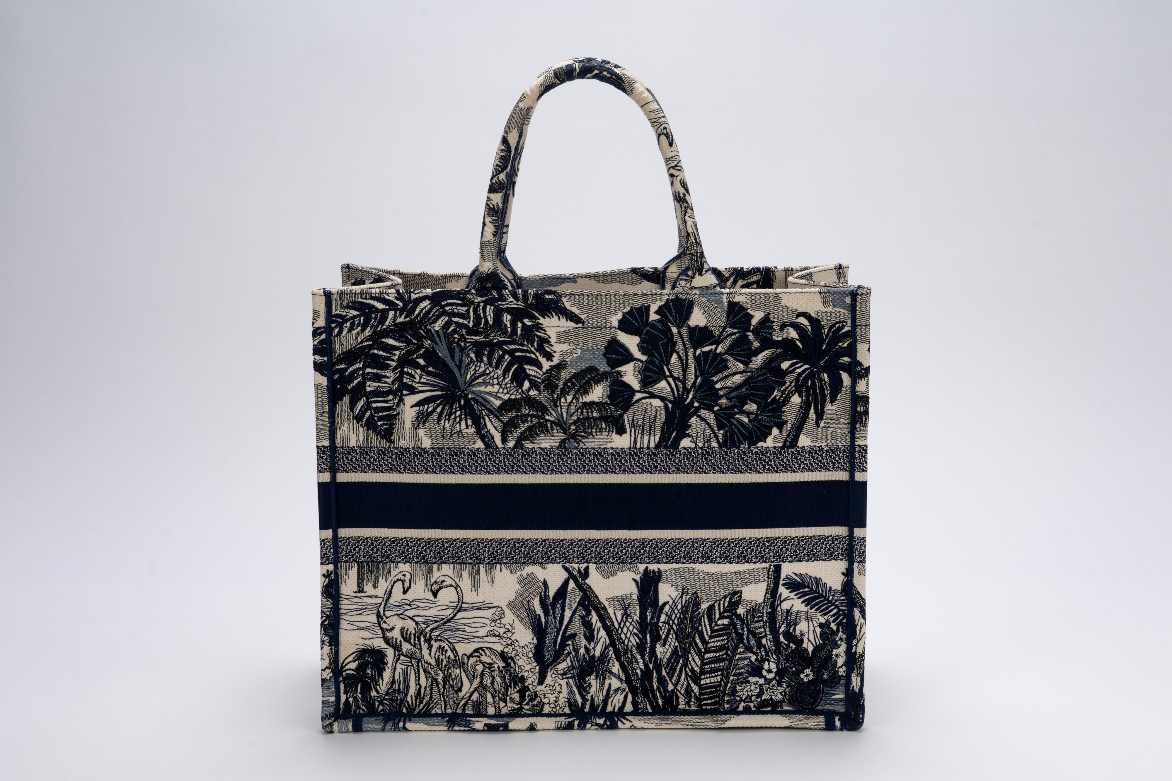Christian Dior - Borsa “Book Tote” in tessuto jacquard bianco e blu