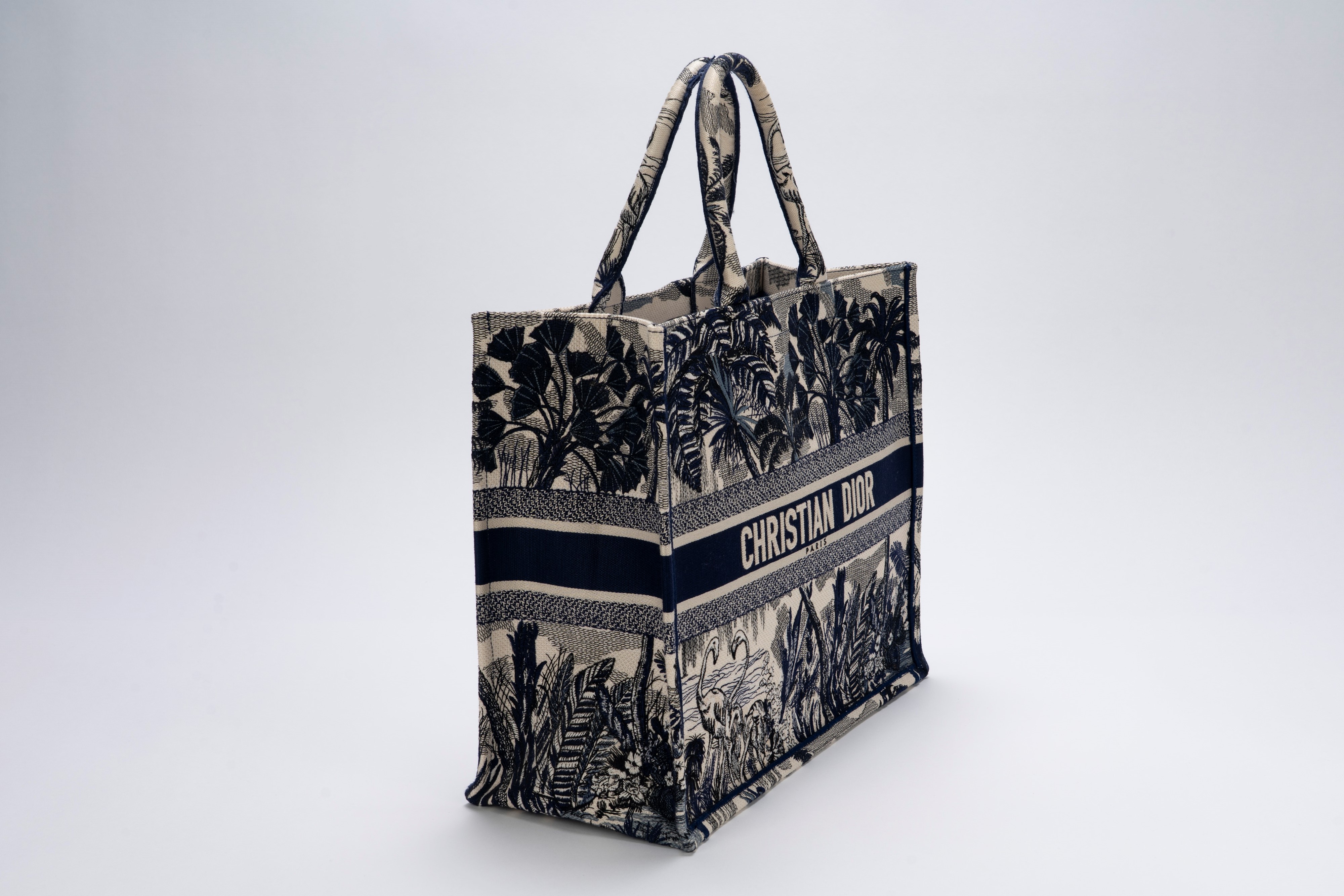 Christian Dior - Borsa “Book Tote” in tessuto jacquard bianco e blu