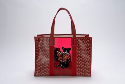 Borsa tote “Villette”, tela e pelle rosso, interno in tela naturale