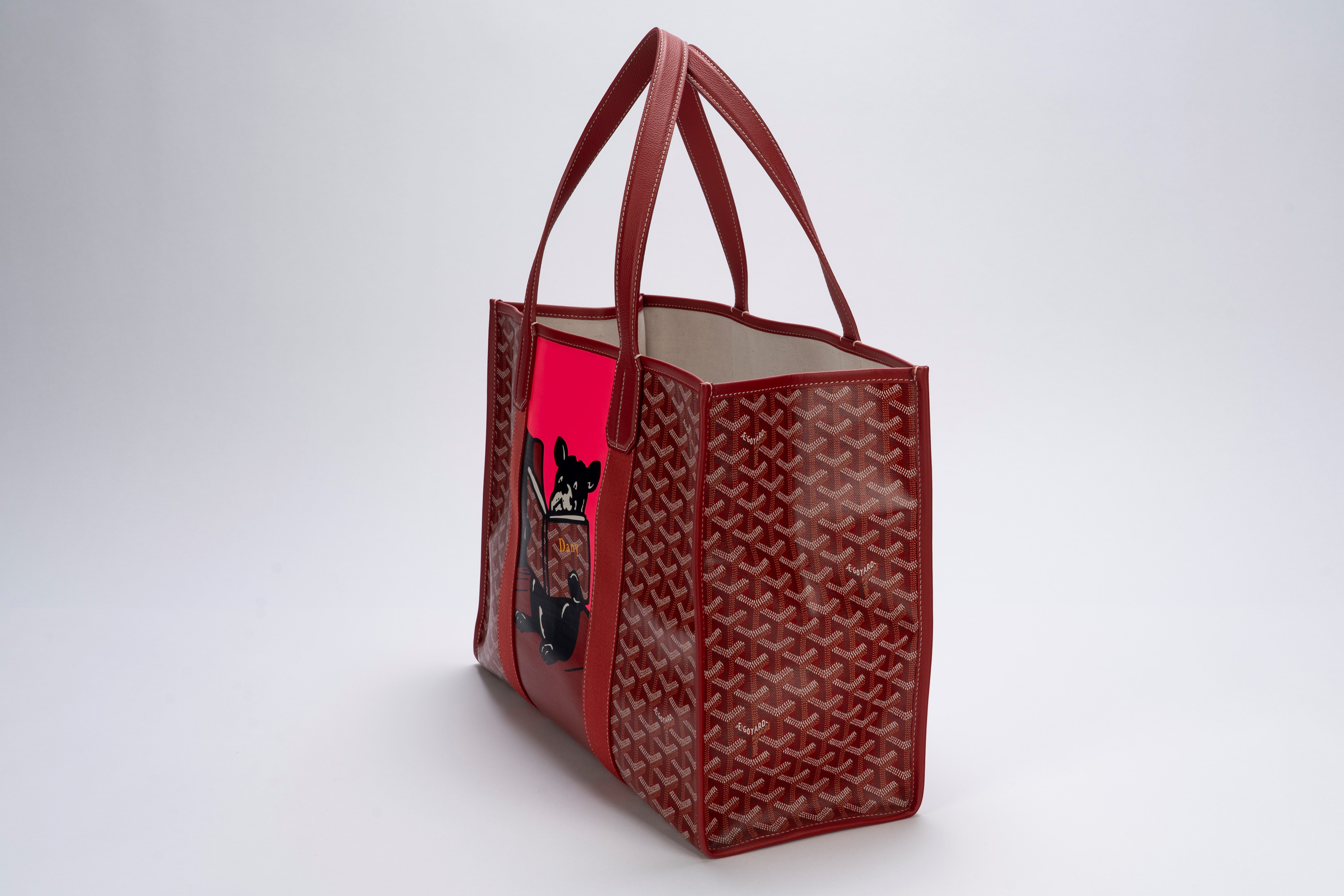 Goyard - Borsa tote “Villette”, tela e pelle rosso, interno in tela naturale