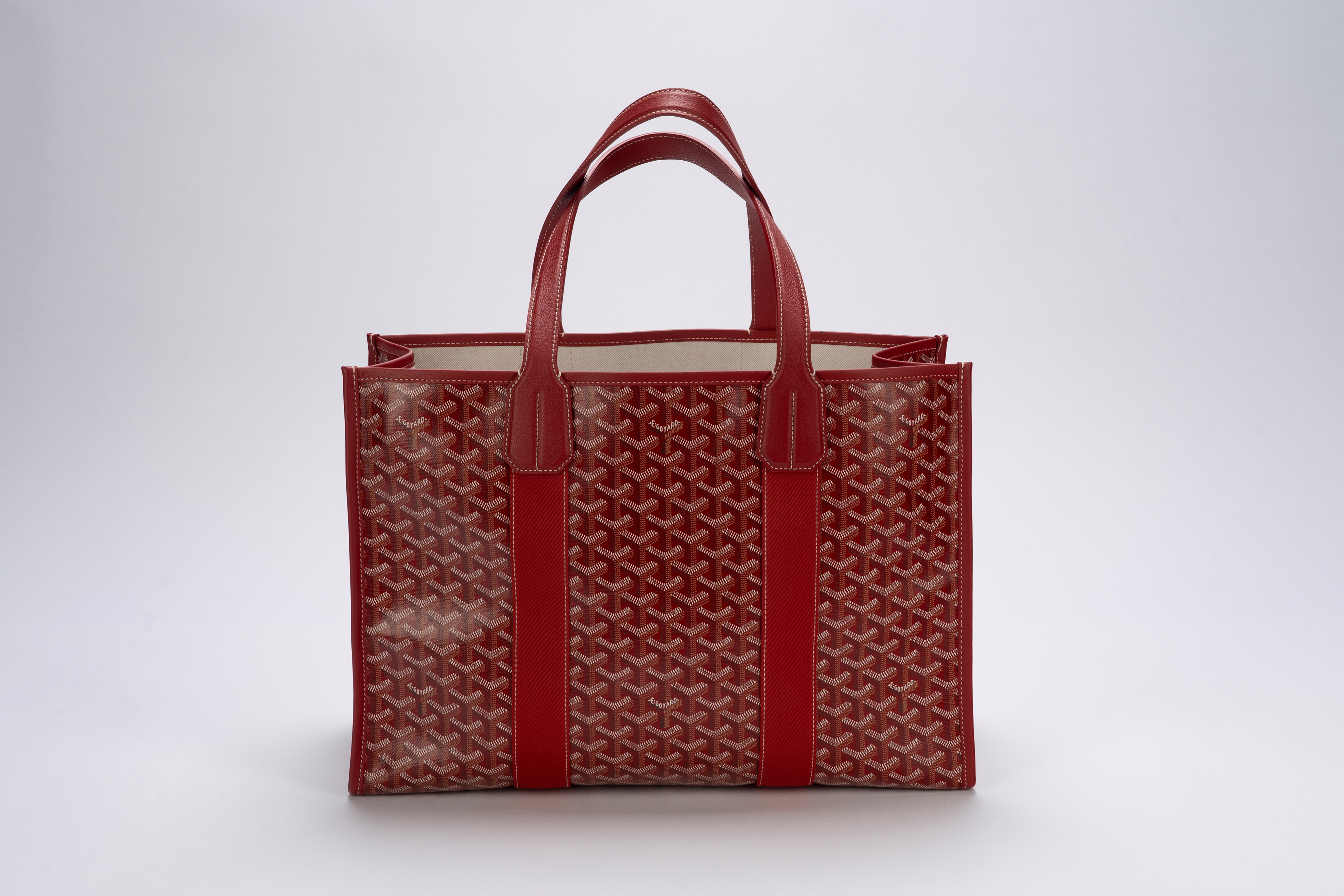 Goyard - Borsa tote “Villette”, tela e pelle rosso, interno in tela naturale
