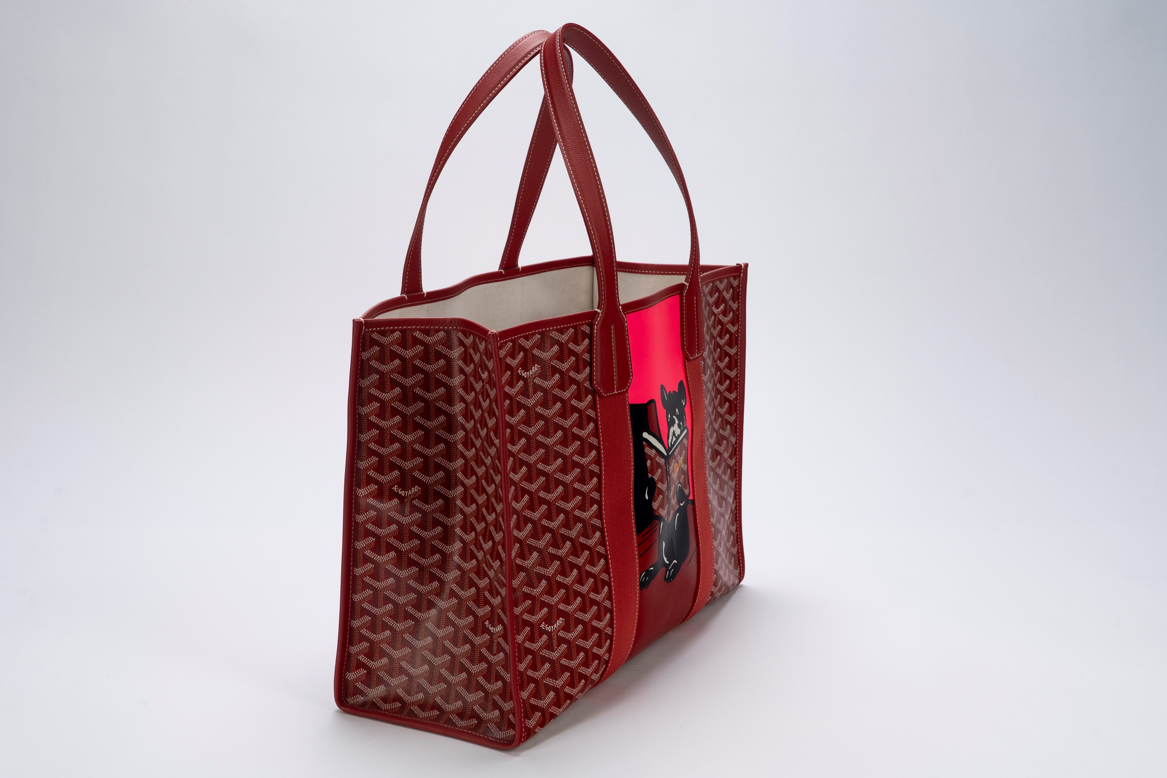 Goyard - Borsa tote “Villette”, tela e pelle rosso, interno in tela naturale