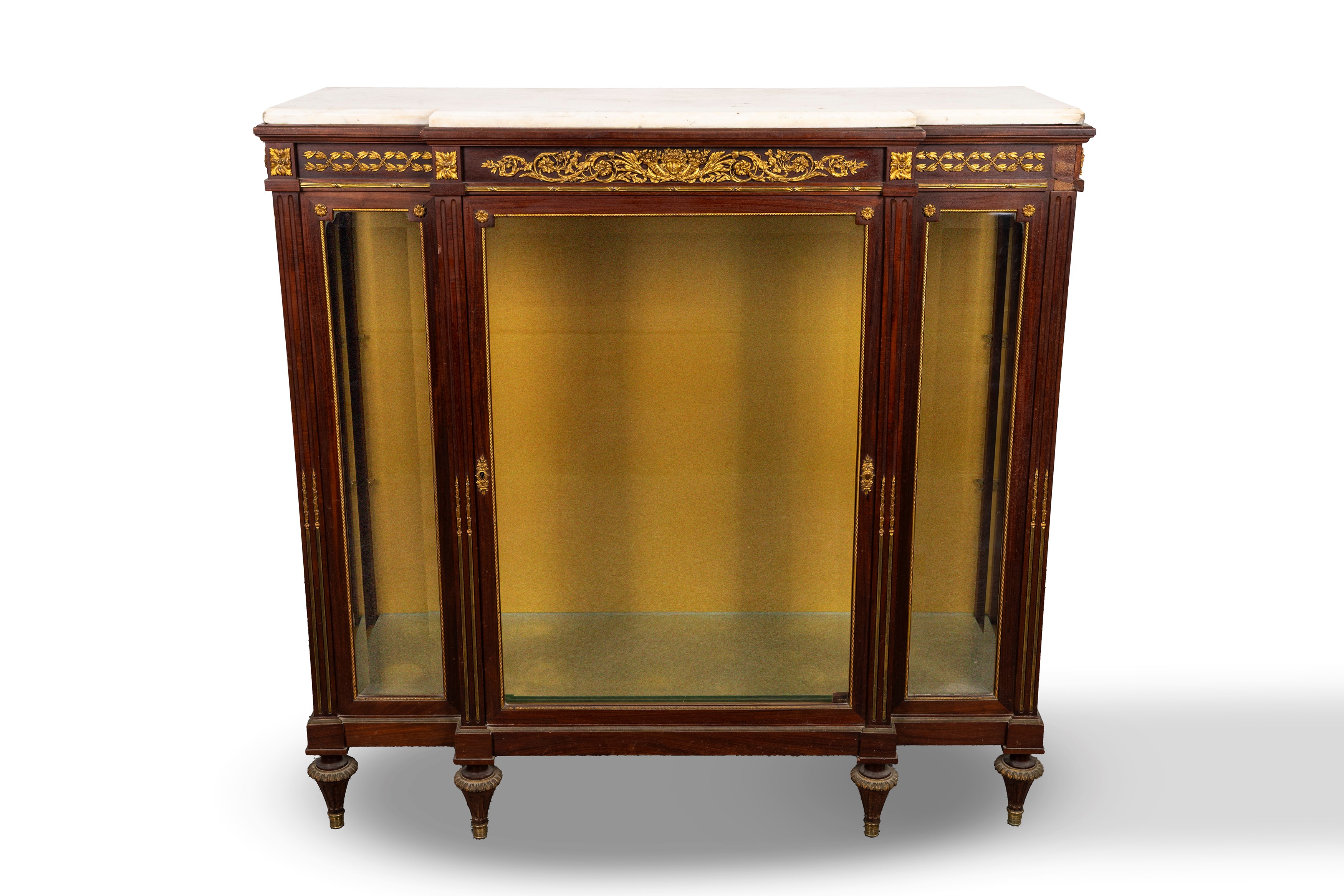 Vetrina in stile Impero, legno con applicazioni in bronzo dorato, secolo XX