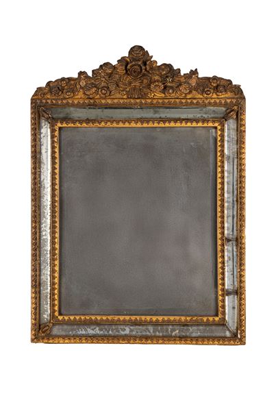 Specchiera, legno intagliato e dorato, secolo XIX