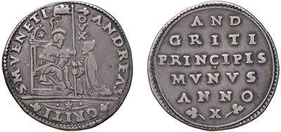 ANDREA GRITTI, Doge LXXVII (1523-1532) - Osella, anno X, 1532, in argento, diam. 31 mm, 8,93 gr.