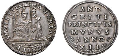 ANDREA GRITTI, Osella in argento, anno XII, 1534 - Doge LXXVII (1523-1532)