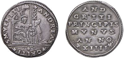 Andrea Gritti, Doge LXXVII (1523-1532), Osella in argento, 1536