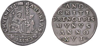 ANDREA GRITTI, Doge LXXVII (1523-1532), Osella in argento, anno XVI, 1538
