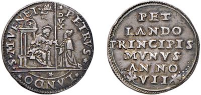 Pietro Lando, Doge LXXVIII (1539-1545), Osella in argento, 1545