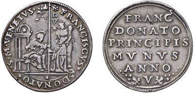 Francesco Dona', Doge LXXIX (1545-1553), Osella in argento, 1550