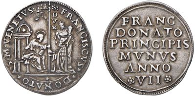 FRANCESCO DONA', Osella del Doge LXXIX (1545-1553), argento, 9,51 gr, Diam. 33,00 mm, anno VII (1...