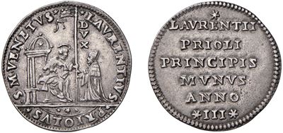 LORENZO PRIULI, Doge LXXXII (1556-1559) – Osella, anno III, 1558, in argento