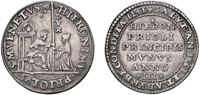 GIROLAMO PRIULI, Doge LXXXIII (1559-1567), Osella in argento, 1561, Diam. 33 mm