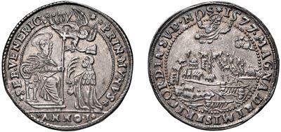 Sebastiano Venier, Doge LXXXVI (1577-1578), Osella in argento, 9,58 gr, Diam. 34,50 mm
