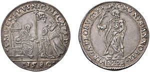 NICOLO' DA PONTE, Doge LXXXVII (1578-1585) &ndash; Osella, year III, 1580.
