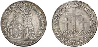 PASQUALE CICOGNA, Doge LXXXVIII (1585-1595) – Osella, anno III, 1587, in argento