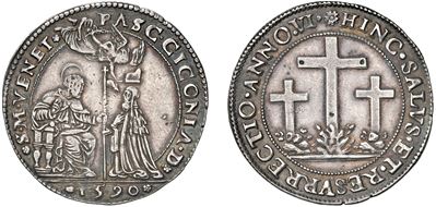 PASQUALE CICOGNA, Doge LXXXVIII (1585-1595) – Osella in argento, anno VI, 1590