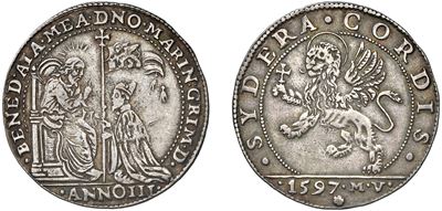 MARINO GRIMANI, Osella del doge LXXXIX (1595-1605), argento, 36 mm, 9,62 g, anno III, 1597