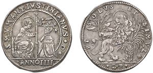 MARCANTONIO GIUSTINIAN, Doge CVII (1684-1688) - Osella, year IV, 1687.