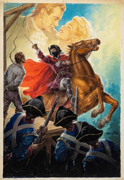 Bozzetto per 'Il ribelle dalla maschera nera' (tempera su cartoncino, 1951)