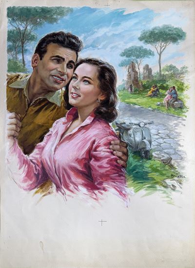Bozzetto originale per la locandina di 'Simpatico mascalzone' (tempera su cartoncino, 1959)