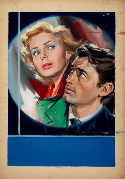 Bozzetto per la locandina del film 'Io ti salverò', tempera su cartoncino