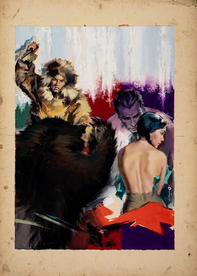 Bozzetto per la locandina del film 'Lo Zar dell'Alaska', tempera su cartoncino