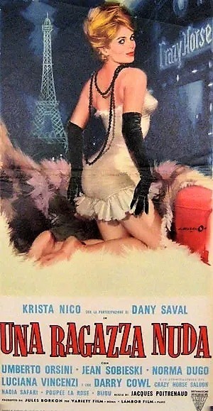 Angelo Cesselon - Bozzetto per la locandina di 'Una ragazza nuda', tempera su cartoncino, 1963