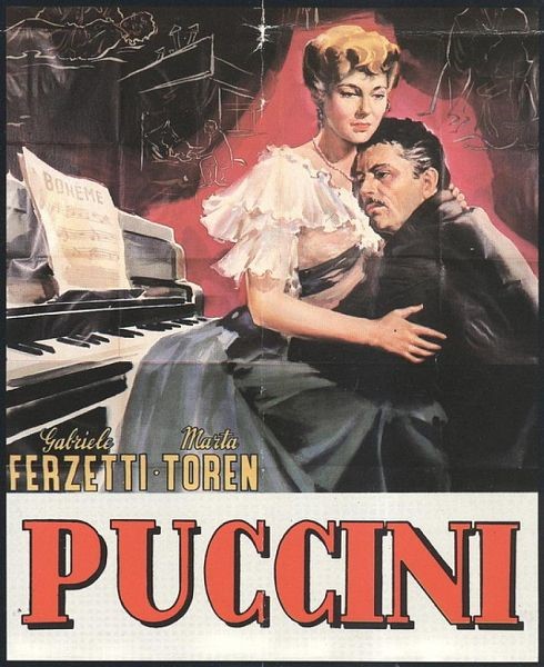 Angelo Cesselon - Bozzetto per locandina del film 'Puccini' (Tempera su cartoncino, 1953)