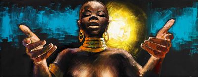 Bozzetto originale per la locandina di "Africa ama", tempera su cartoncino