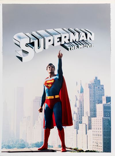 Bozzetto originale per il manifesto di "Superman: The Movie", tempera su stampa fotografica appli...