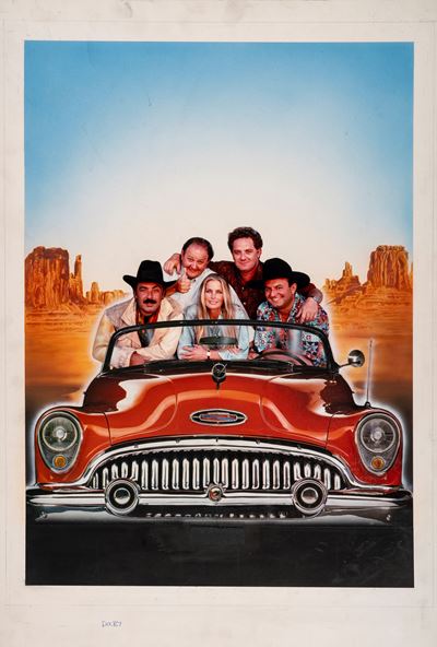 Bozzetto per locandina di 'Sognando la California', tempera e collage su cartone