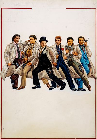 Enrico Oldoini, Bozzetto per la locandina del film 'Anni 90', tempera e collage su cartone