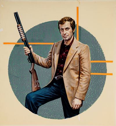 Bozzetto originale per la locandina del film 'Lo sparviero', tempera su cartone, 1976