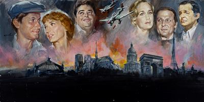 Bozzetto per la locandina del film 'Parigi brucia?', tempera su cartone