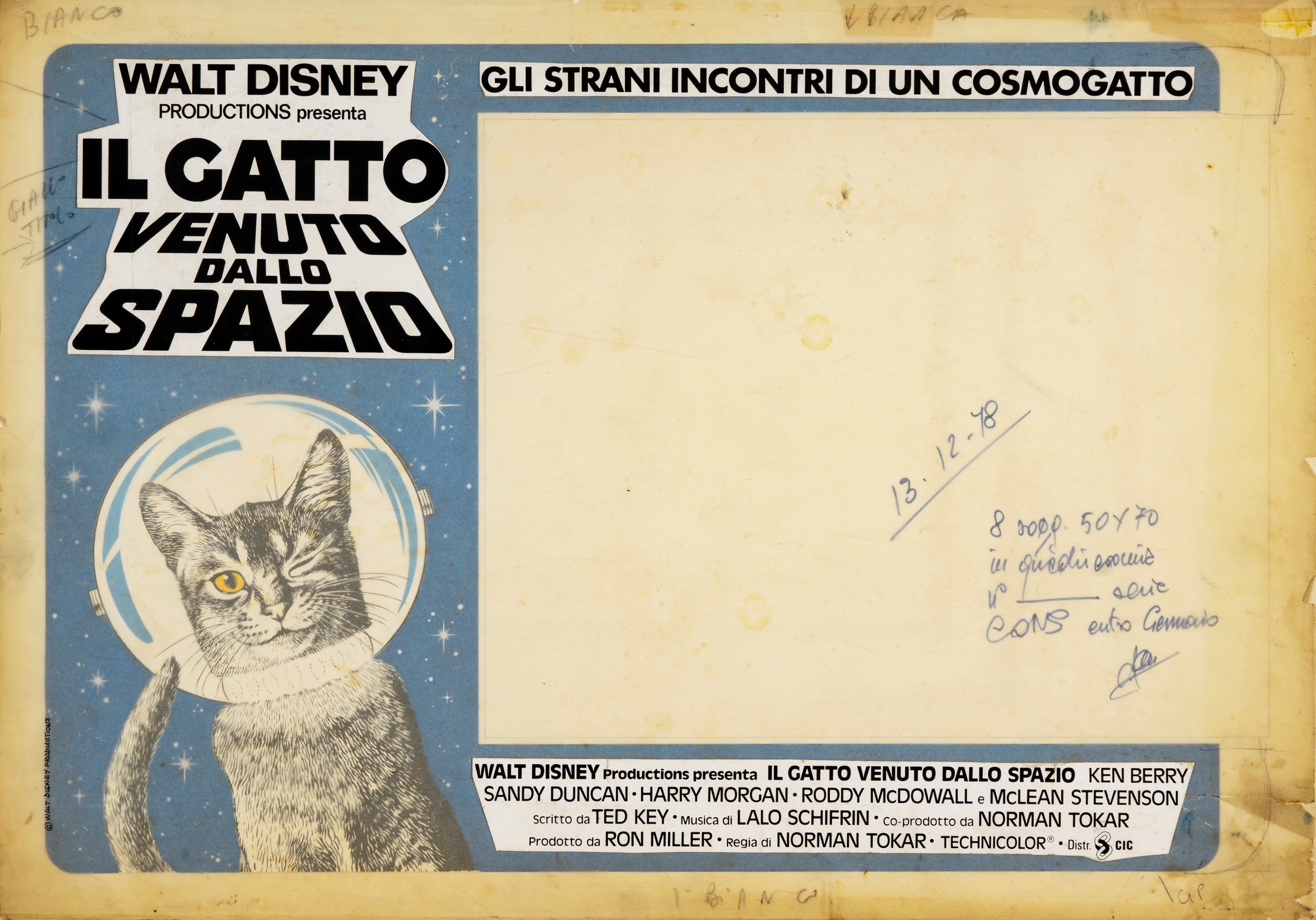 Bruno Napoli - Il gatto venuto dallo spazio, tempera e collage su cartoncino