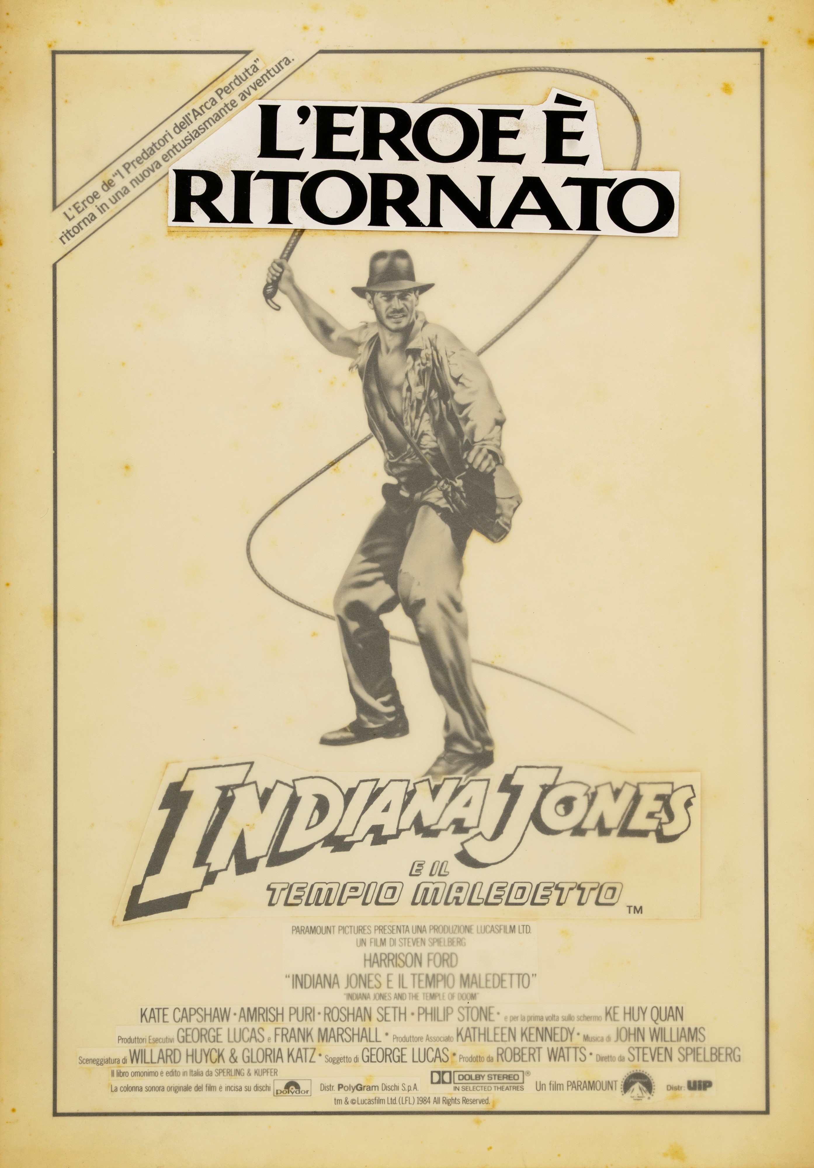 Bruno Napoli - Bozzetto originale per 'Indiana Jones e il tempio maledetto' (tempera e collage su...
