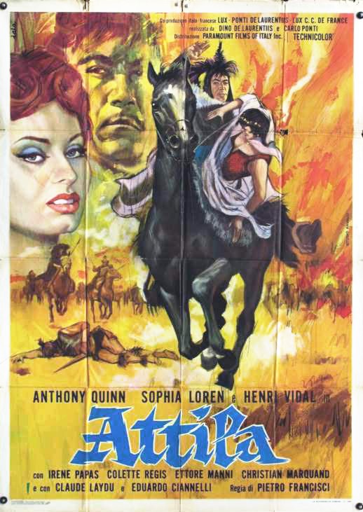 Piero Ermanno Iaia - Bozzetto per la locandina del film 'Attila', tempera su cartoncino
