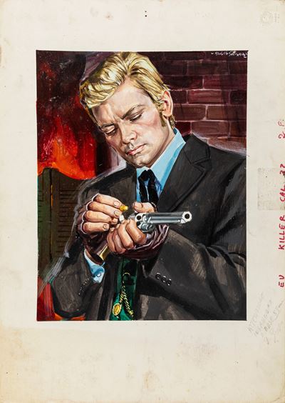Bozzetto per la locandina del film 'Killer calibro 32', tempera su cartone