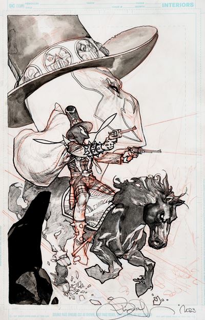 Gunslinger Spawn - Preliminare di copertina, matita, china e pastello su cartoncino DC