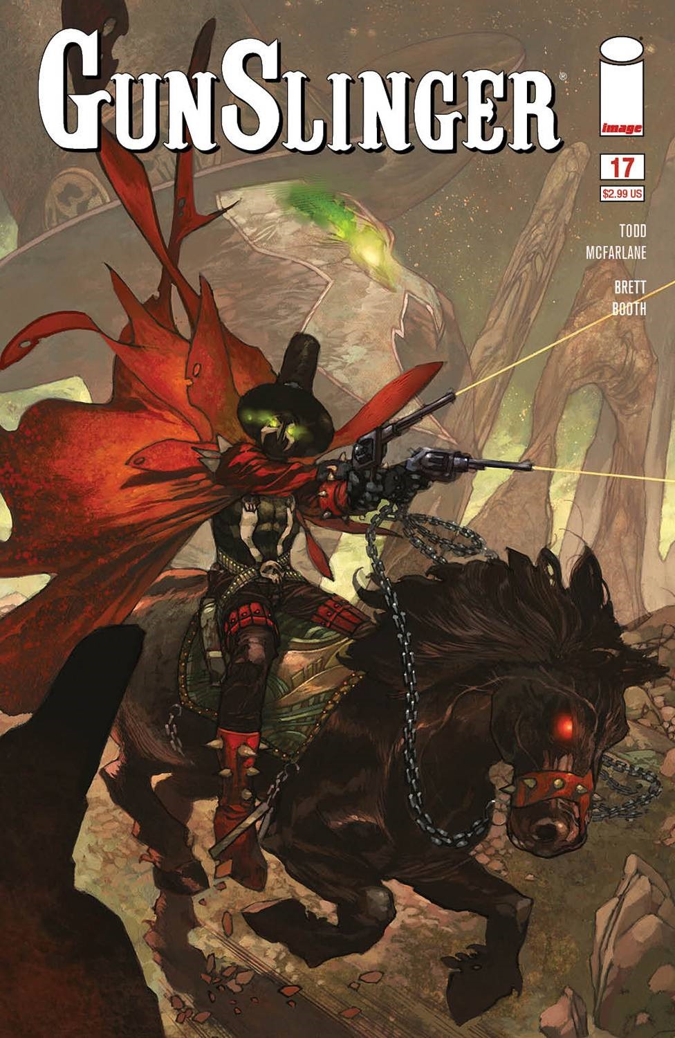 Simone Bianchi - Gunslinger Spawn - Preliminare di copertina, matita, china e pastello su cartonc...