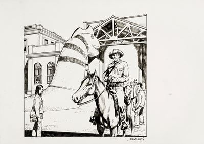 Tex al WOW, matita e china su cartoncino
