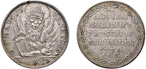 ALVISE IV MOCENIGO, doge CXVIII (1763-1778) &ndash; Osella, anno XII, 1774.